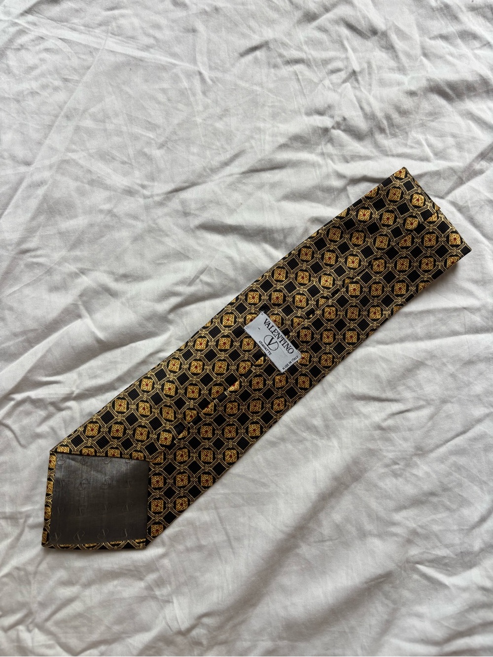 Valentino Garavani Black and Gold Medallion Silk Tie